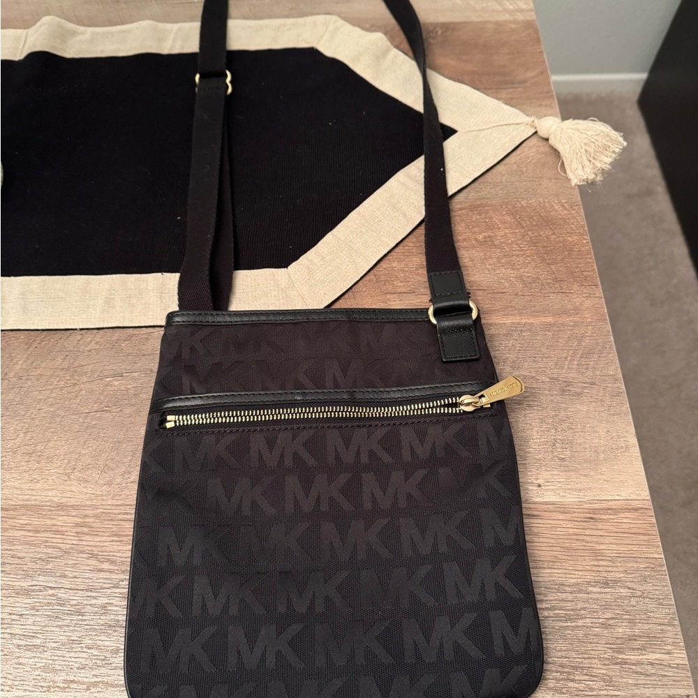 MK Logo Black Crossbody Bag